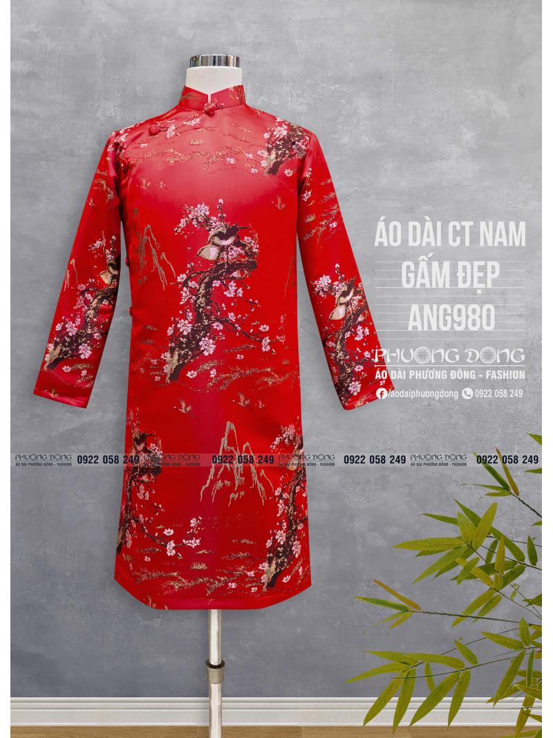 Áo Dài Cách Tân Nam Gấm ANG980